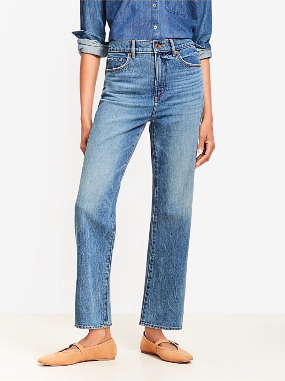 👖Loft straight curvy high rise jeans. Size 8.